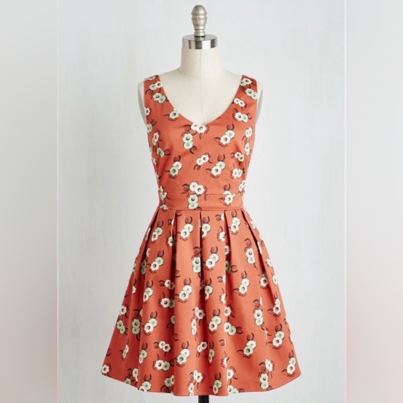 ModCloth Orange Floral Dress - Picture 3 of 4